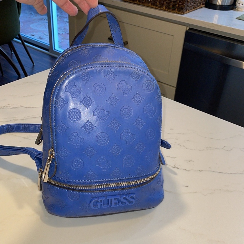 Guess Blue Backpack. Multiple Outside Zippered Po… - image 1